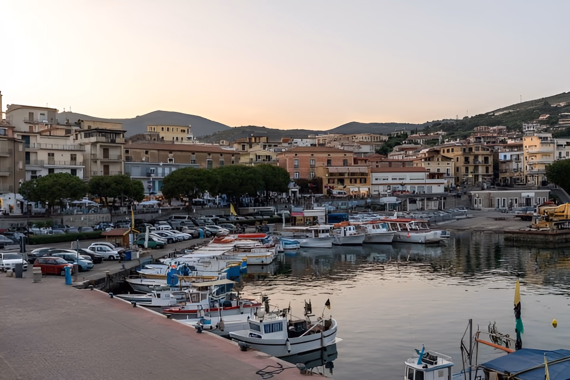 The small harbour of Marina di Camerota with moored boats