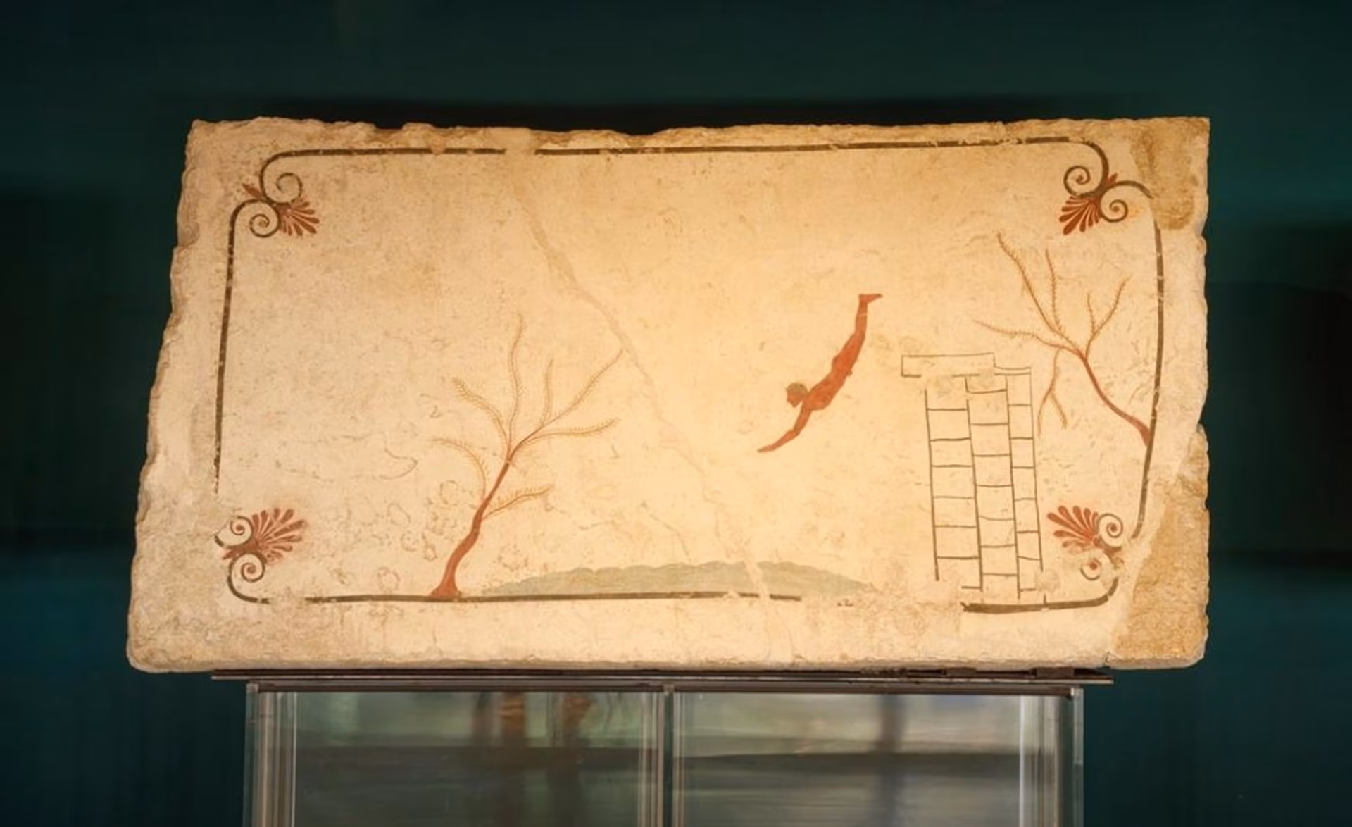 The Tomb of the Diver on display in the Paestum museum