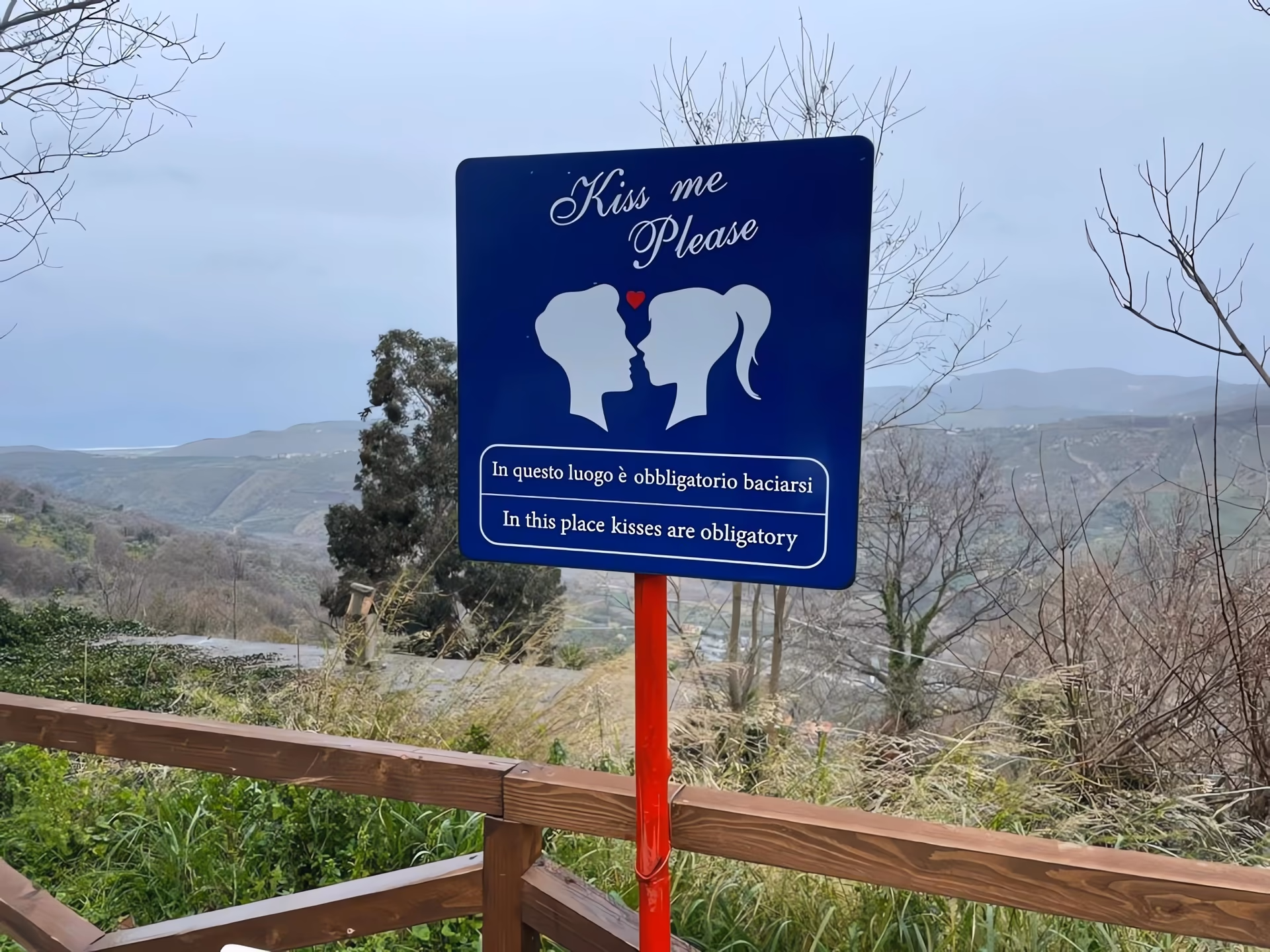 The Kiss Please sign on the panoramic terrace
